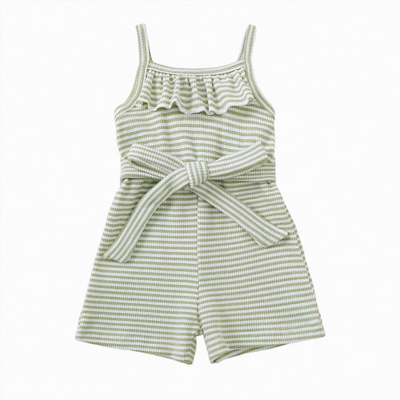 TAmten Toddler Baby Girl Pink Sleeveless Ruffle Jumpsuit 1T 2T 3T 4T 5T 6T Summer Romper Outfits Short Ruffle Sleeve(Green,2-3 Years)