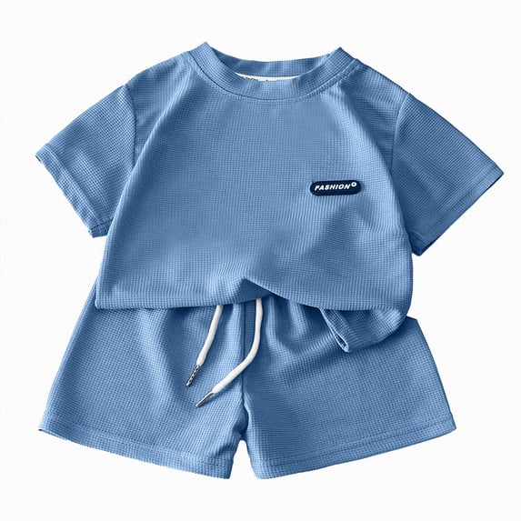 TAmten Toddler Boy Clothes 4T 5T Cute Summer Kids Pattern Short Sleeve T-Shirt and Shorts Cool Short Sets(Blue,11-12 Years)