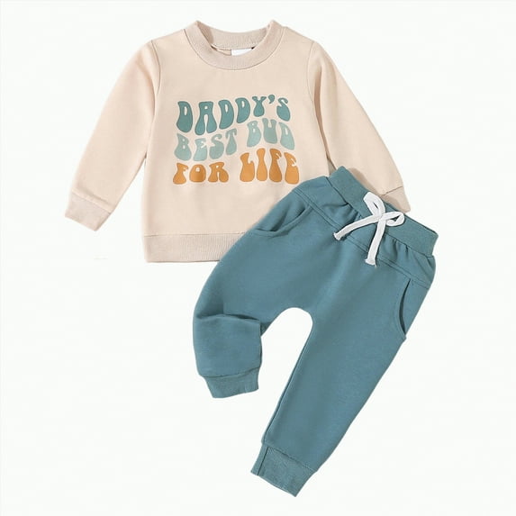 TAmten 12-18 Month Boy Clothes Fall Winter Sweatshirts Long Sleeve Tops Pant 2Pc Sets Cute Infant Toddler Boy Outfits(Beige,6-12 Months)
