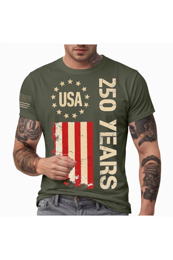 250 Anniversary USA Mens T Shirts 1776 American Patriotic T-Shirt 4th of July Tee Tops Mens Shirt AG,M