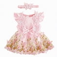 thumbnail image 1 of TAmten 3 Month Baby Girl Clothes Newborn Baby Girl 1st Birthday Outfit Floral Lace Tulle Romper Tutu Dress Cake Smash Princess Boho Clothes Photo Shoot(Pink,3-6 Months), 1 of 4