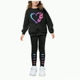 thumbnail image 1 of TAmten 6 Year Old Girl Clothes 3-14 T Kids Toddler Girl Clothes Heart Print Sweatshirt Flared Pants 2Pc Outfits Set(Black,3#Black), 1 of 4