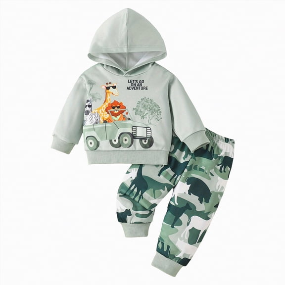 TAmten 9 Month Baby Boy Clothes Fall Winter Clothes Letter Graphic Long Sleeve Sweatshirt Pullover Toddler Outfit for Boys(Green,6-9 Months)