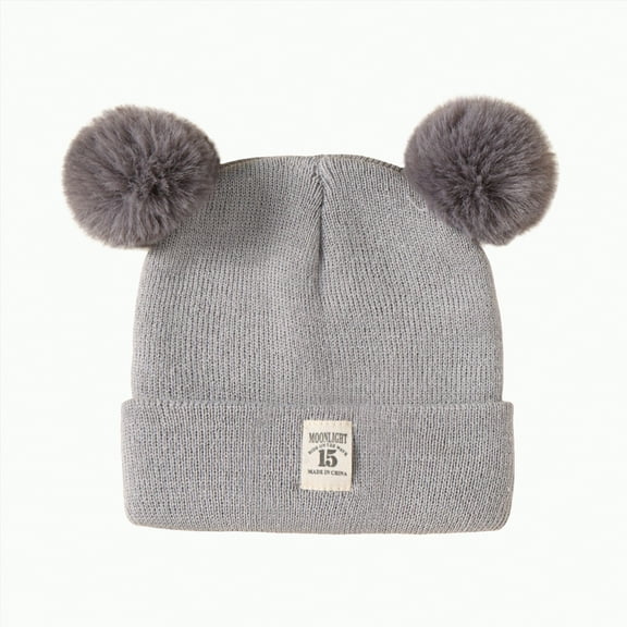 TAmten Baby Beanie Winter Hat with Bear Ear for Infant Toddler Boys Girls Soft Knitted Cap(Grey,0-36 Months)