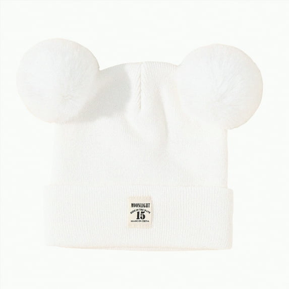 TAmten Baby Beanie Winter Hat with Bear Ear for Infant Toddler Boys Girls Soft Knitted Cap(White,0-36 Months)