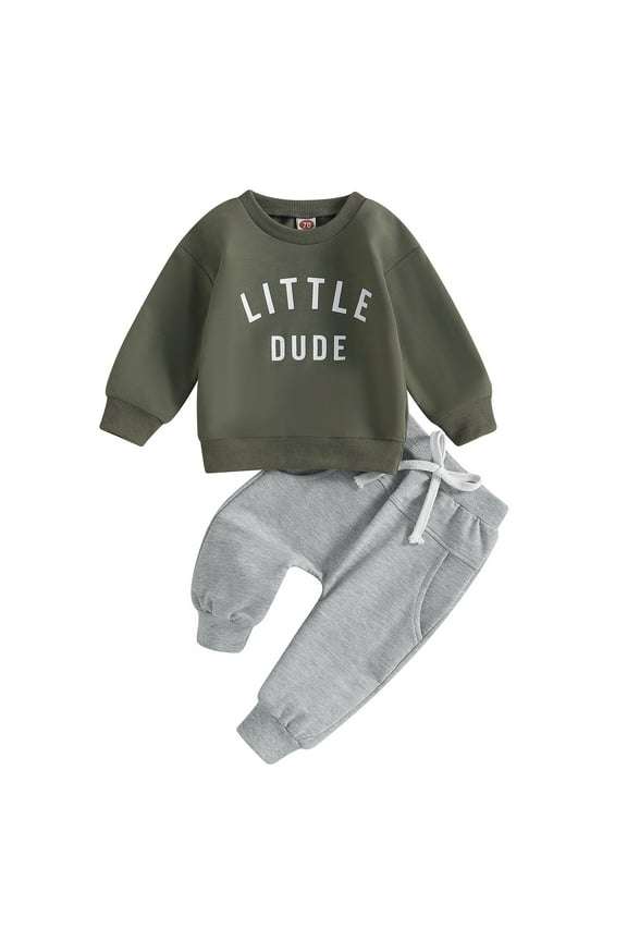 Baby Boy Clothes 12-18 Months Fall Winter Outfits Letter Crewneck Sweatshirt Casual Pants 2Pcs Clothes Set Fall Outfits Winter Clothes Set(AG,3-6 Months)