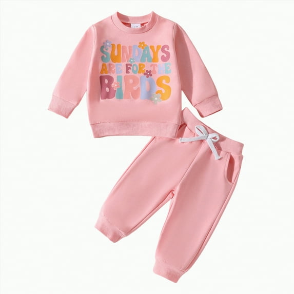 TAmten Baby Boy Clothes Newborn Fall Winter Outfit Contrast Color Long Sleeve Sweatshirts Stretch Jogger Pants Newborn Clothes Set(Pink,6-12 Months)