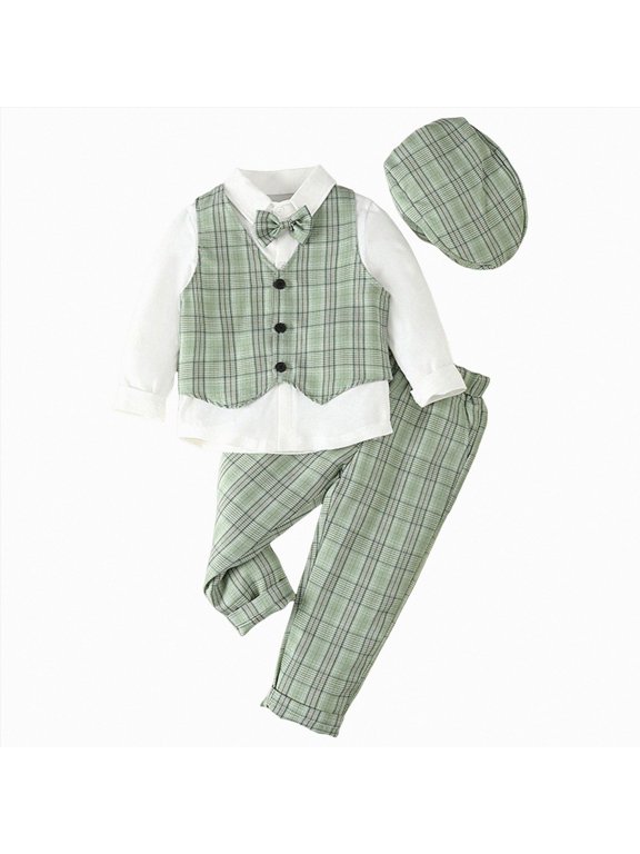 Baby Boy Clothes Outfit Suit Long Sleeve Gentleman Tuxedo Vest Wedding Birthday Party Suit Size 7-8 Years
