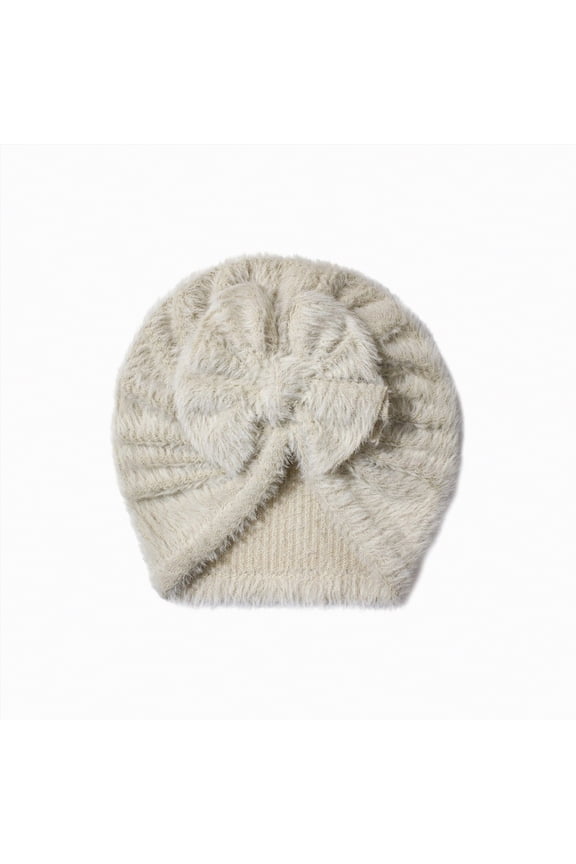 Baby Girl Bows And Headbands Newborn Baby Girls Hats Hospital Hat Baby Plush Beanie Infant Big Bow Hats(Beige,One Size)