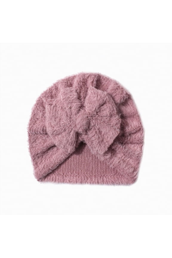 Baby Girl Bows Newborn Baby Girls Hats Hospital Hat Baby Plush Beanie Infant Big Bow Hats(Pink,One Size)