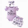 thumbnail image 1 of TAmten Baby Girl Clothes 3Month Infant Summer Outfits Set Ruffle Sleeve Romper and Floral Shorts/Skirts with Headband(Light Purple,3-6 Months), 1 of 6