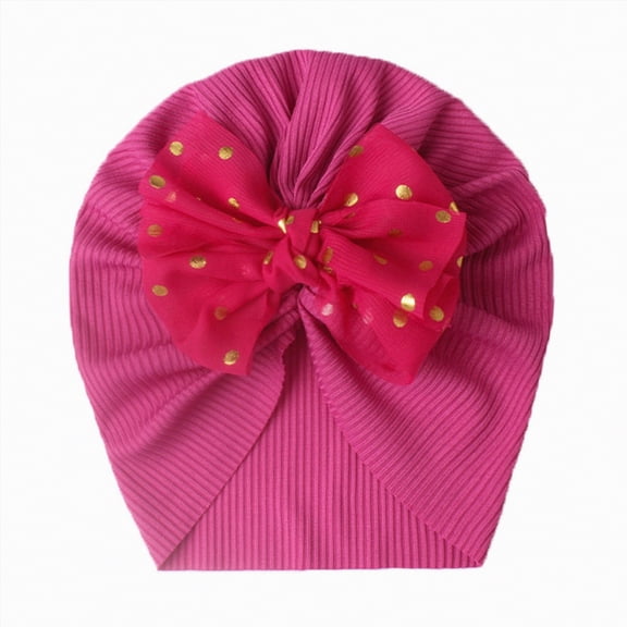 TAmten Baby Headbands Newborn Bow Hat Infant Baby Hat Caps with Bow Soft Cute Hospital Beanie Hat(Hot Pink,One Size)