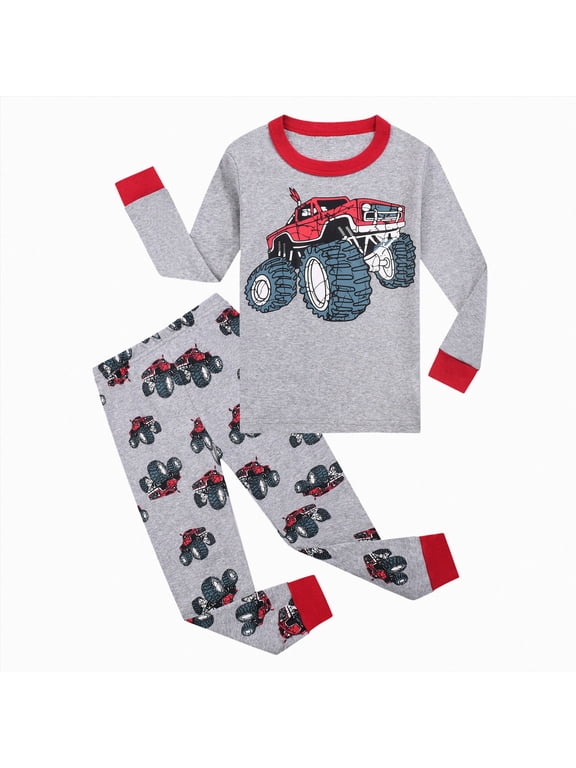 Big Boys Pajamas 2T 3T 4T 5T 6T 7T 8T Boys Long Sleeve Top and Pants Snug Fit Cotton 2 Piece Pajama Sets Size 4-5 Years