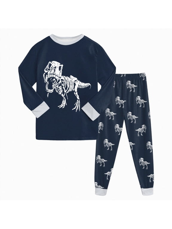 Big Boys Pajamas Toddler Boys Long Sleeve Top and Pants Snug Fit 2 Piece Pajama Sets Size 5-6 Years