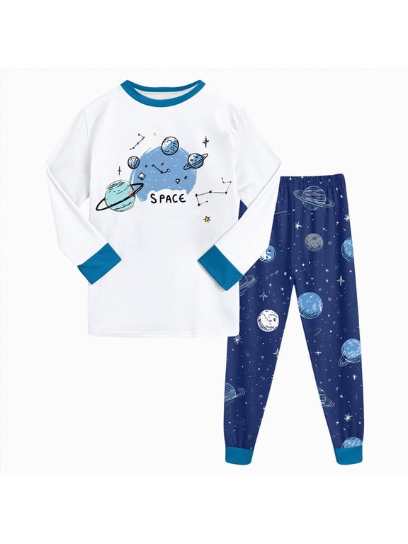 Big Boys Pajamas Toddler Boys Long Sleeve Top and Pants Snug Fit 2 Piece Pajama Sets Size 7-8 Years