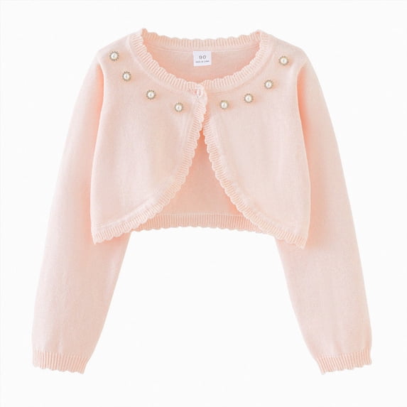 TAmten Black Cardigan With Pockets Girls Bolero Cardigan Sweater Toddler Kids Long Sleeve Button Knit Shrug Cropped Cover Up Jacket Tops Pink,11-12 Years
