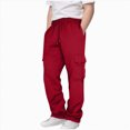 thumbnail image 1 of TAmten Boy Pants Size 7-8 Boys Baggy Cargo Sweatpants Straight Wide Leg Open Bottom Drawstring Elastic Waist Workout Athletic Joggers Sweat Pants(Red,7-8 Years), 1 of 7