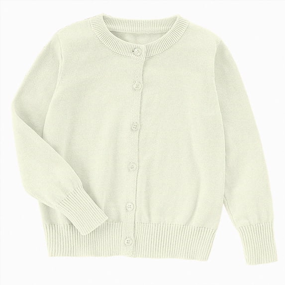TAmten Boys Girls School Uniform Cardigan Sweater Soft Cotton V-Neck Soft Cotton Knit Outerwear White,9-10 Years