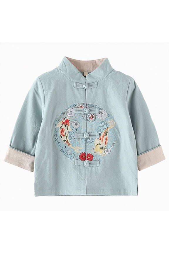 Boys New Year Tang Jacket Size 3-4 Years Traditional Dress Coat Green