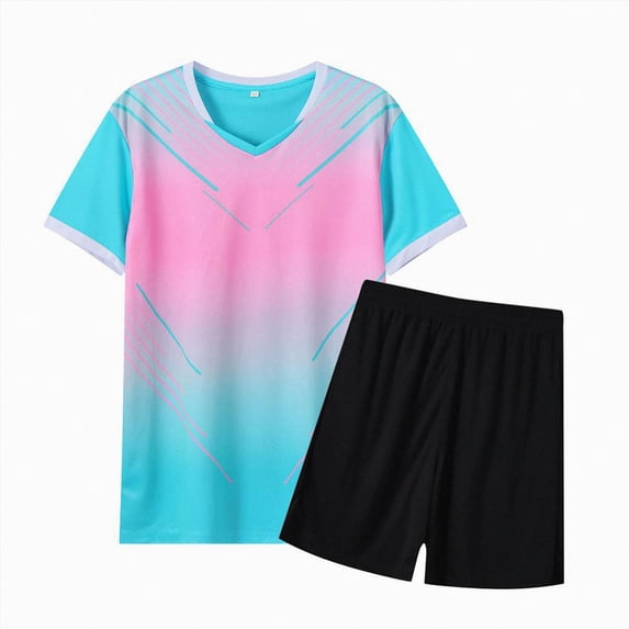 TAmten Boys' Summer Short Sets, Breathable Running 2 Piece Athletic Outfit Sets Activewear Light Pink,13-14 Years