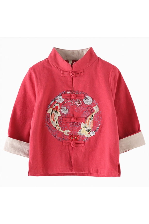 Boys Tang Jacket Size 6-12 Months Cute Traditional Shirt Happy New Year Top Red