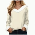 thumbnail image 1 of TAmten Christmas Shirts for Women Trim V Neck T-Shirt Xmas Print Long Sleeve Holiday Pullover Tee Tops(Beige,3XL), 1 of 5