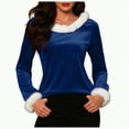 thumbnail image 1 of TAmten Christmas Shirts for Women Xmas V Neck T-Shirt Trim Sweaters Casual Loose Sweatshirt Velvet Long Sleeve Holiday Pullover Tee Tops(Dark Blue,S), 1 of 8