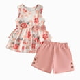 thumbnail image 1 of TAmten Clothes for 1 Year Old Girl Cute Bow Floral Print Sleeveless Dress and Cardigan Set Summer/Fall 2 Piece Outfits(Watermelon Red,18-24 Months), 1 of 6