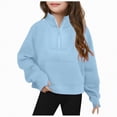 thumbnail image 1 of TAmten Cute Cropped Sweatshirts for Teen Girls Trendy Half Zip Hoodie Cute Long Sleeve Hoodie Pullover Top(Light Blue,13-14 Years), 1 of 7