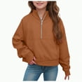 thumbnail image 1 of TAmten Cute Cropped Sweatshirts for Teen Girls Trendy Half Zip Hoodie Cute Long Sleeve Hoodie Pullover Top(Orange,7-8 Years), 1 of 7