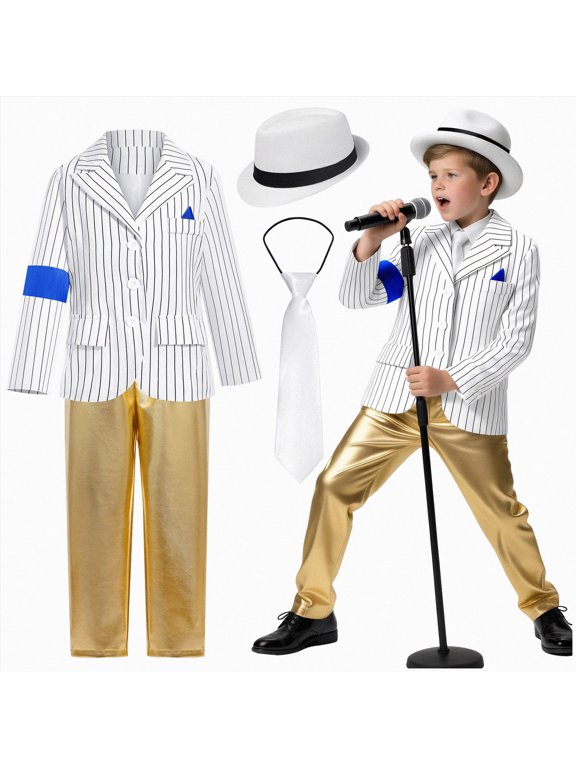 Dance Outfit 𝐂ostume for Kid, Outfit for Boys Stage 𝐂osplay Role Play Party Dress Up |Gold 5-6 Years