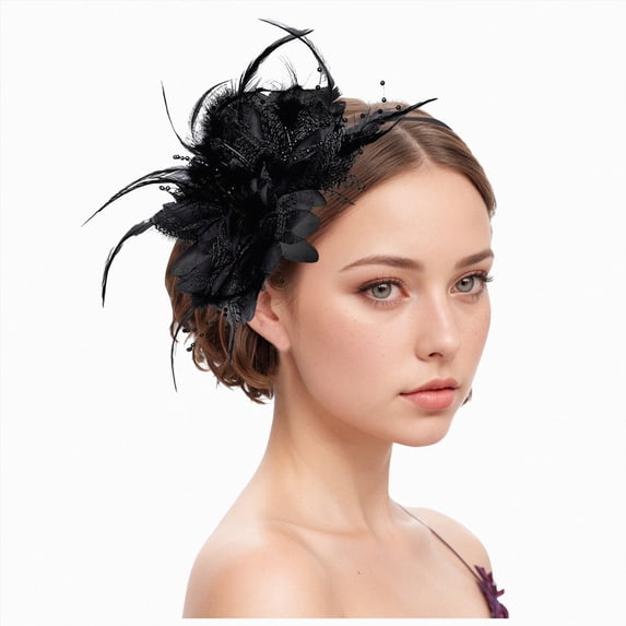 TAmten Fascinator Hats for Women Flower Hair Clip Wedding Tea Party Hat Headwear Size One Size,Black
