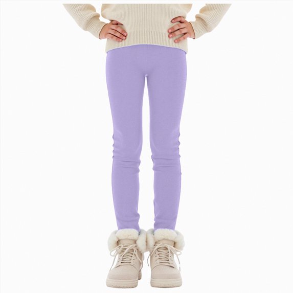 TAmten Girl Leggings Size 7-8 Girls Fleece Lined Leggings High Waisted Stretchy Thick Thermal Soft Tights Pants Toddler Kids Cozy Winter Warm Pant(Light Purple,13-14 Years)