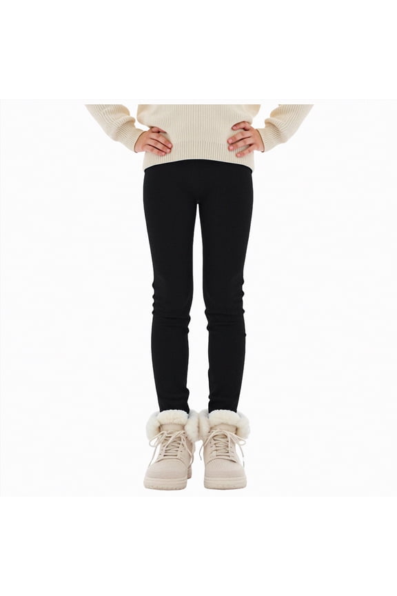 Girl Pants Size 7-8 Winter Leggings for Girls Thick Warm Leggings Girls Fleece Lined Winter Fleece Lined Toddler Warm Stretchy Cozy(Black,11-12 Years)