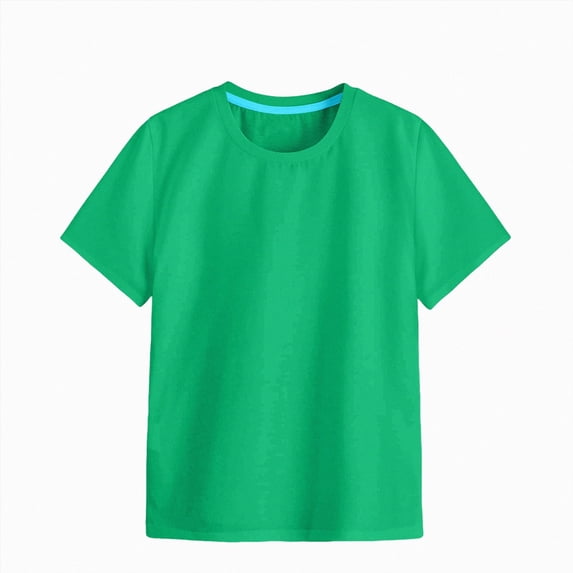 TAmten Girl Shirts Girls Summer T Shirts Kids Casual Crewneck Short Sleeve Loose Basic Tee Tops(Green,1-2 Years)
