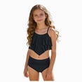 thumbnail image 1 of TAmten Girl Swimsuits 10-12 Girls Swimsuit Bikini Set,Criss Cross Bathing Suits for Girl Two Piece Solid Color Girls' Swimwear Black Size 14-15 Years, 1 of 5