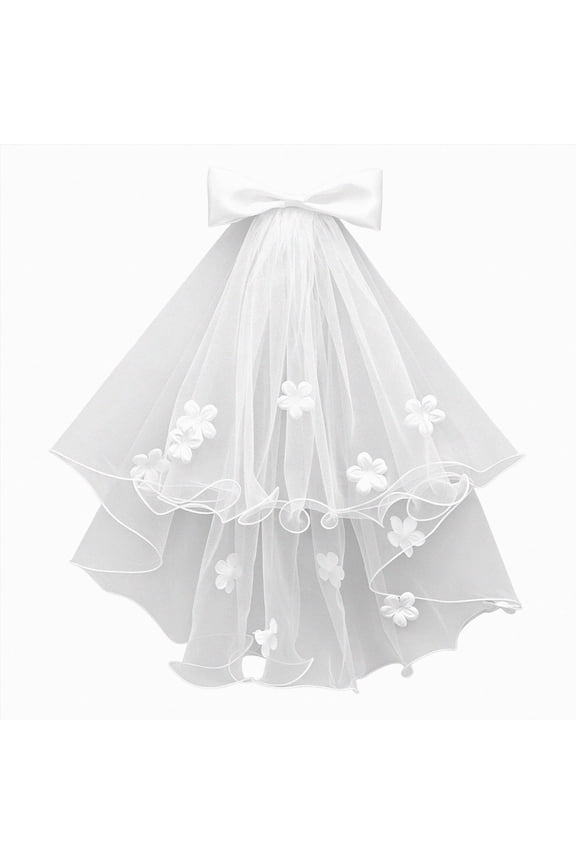 Girl's Veils Headwear Gifts for Girls Two Layers Tulle First Communion Veils for Wedding Prom Party Pink 3-8 Years