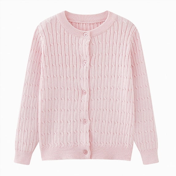 TAmten Girls Cardigan Sweater Boys Long Sleeve School Uniforms Toddler Kids Knit Embroidery Button Jacket Outwear Tops Pink,4-5 Years