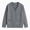 thumbnail image 1 of TAmten Girls Cardigan Sweater Long Sleeve School Uniform Knit Cardigan Button Sweater Jacket Outwear Light Gray,9-11 Years, 1 of 4
