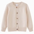 thumbnail image 1 of TAmten Girls' Cardigans Sweater School Uniforms Cotton Long Sleeve Lightweight Outerwear Beige,7-8 Years, 1 of 9