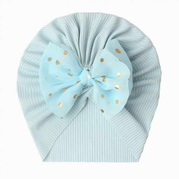 TAmten Girls Hair Bows Newborn Bow Hat Infant Baby Hat Caps with Bow Soft Cute Hospital Beanie Hat(Blue,One Size)