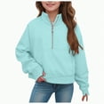 thumbnail image 1 of TAmten Girls Half Zip Sweatshirt Long Sleeve Pullover Crop Tops Kids Lightweight Fashion Winter Clothes(Sky Blue,2-3 Years), 1 of 7