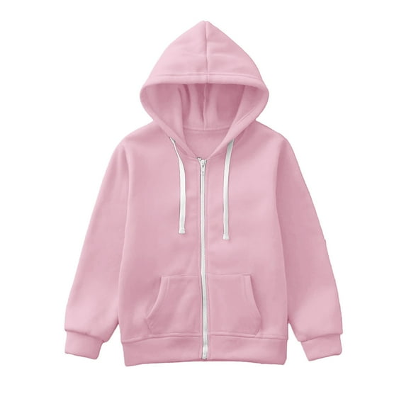 TAmten Girls Hoodies Long Sleeve Solid Color Jackets Zip Up Sweatshirt for Boys Girls Winter Warm Coats Outerwear(Pink,5-6 Years)
