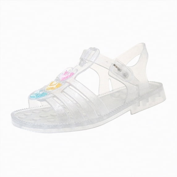 TAmten Girls Jelly Sandals Summer Princess Dress Flat Breathable Waterproof Fisherman Gladiator Shoes for Girl Beach Flat-Sandals for Toddler Little Kid Big Kids(Silver,2.5)