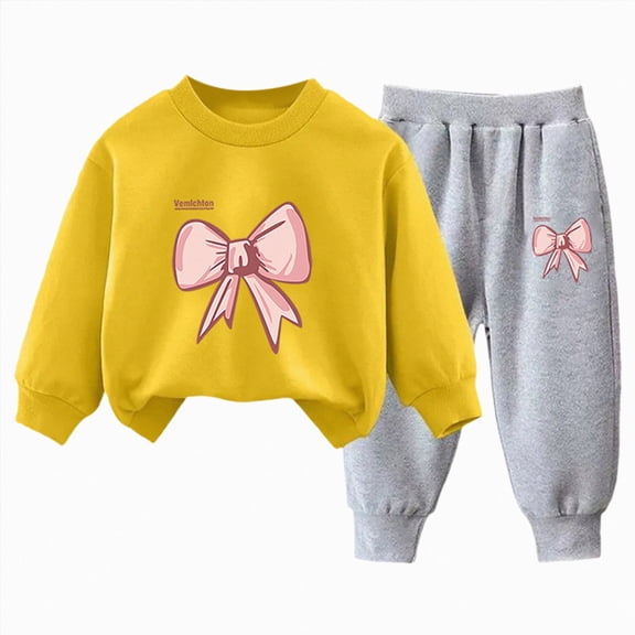 TAmten Girls Outfit Sets 2 Pieces Long Sleeve Pullover Printed Girls Clothing Sets Size 6-7 Years
