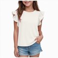 thumbnail image 1 of TAmten Girls Ruffle Short Sleeve T Shirts Kids Summer Crewneck Tops Cute Tees Blouse(White,10-11 Years), 1 of 5