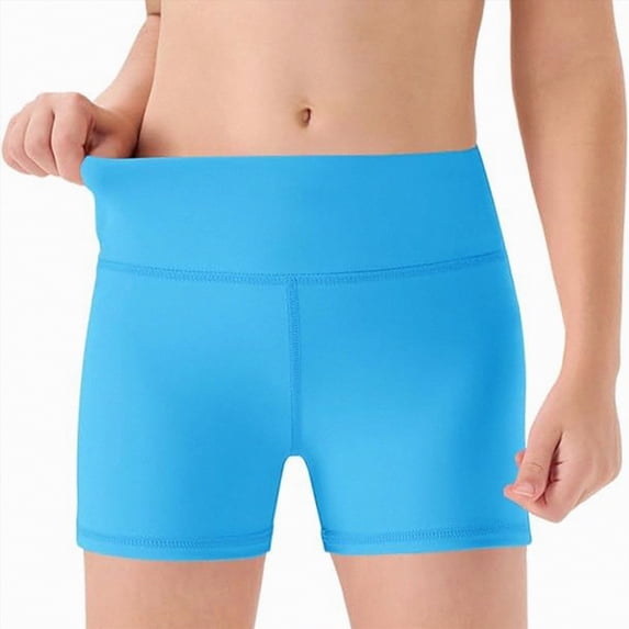 TAmten Girls Shorts Girls Athletic Shorts Kids Dance High Waisted Yoga Short for Bike Gym Volleyball Running(Blue,13-14 Years)