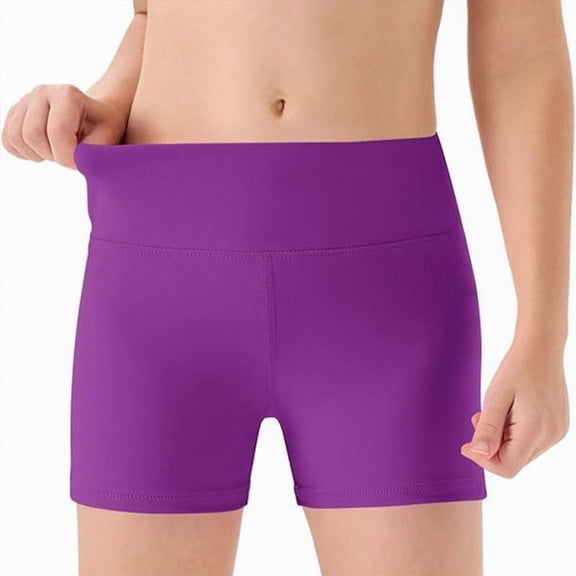 TAmten Girls Shorts Girls Athletic Shorts Kids High Waisted Yoga Dance Biker Shorts Comfy Gymnastics Shorts 5-14Y(Dark Purple,5-6 Years)