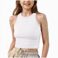 thumbnail image 1 of TAmten Girls Tank Tops Kids Athletic Tank Ribbed Knit High Neck Crop Tops for Gym Yoga Girls Shirt(White,11-12 Years), 1 of 4
