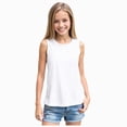 thumbnail image 1 of TAmten Girls' Tank Tops Ribbed Knit Crop Tops Sleeveless Racerback Crew Neck Athletic Dance Tanks for Kids Shirts for Girls(White,S), 1 of 4